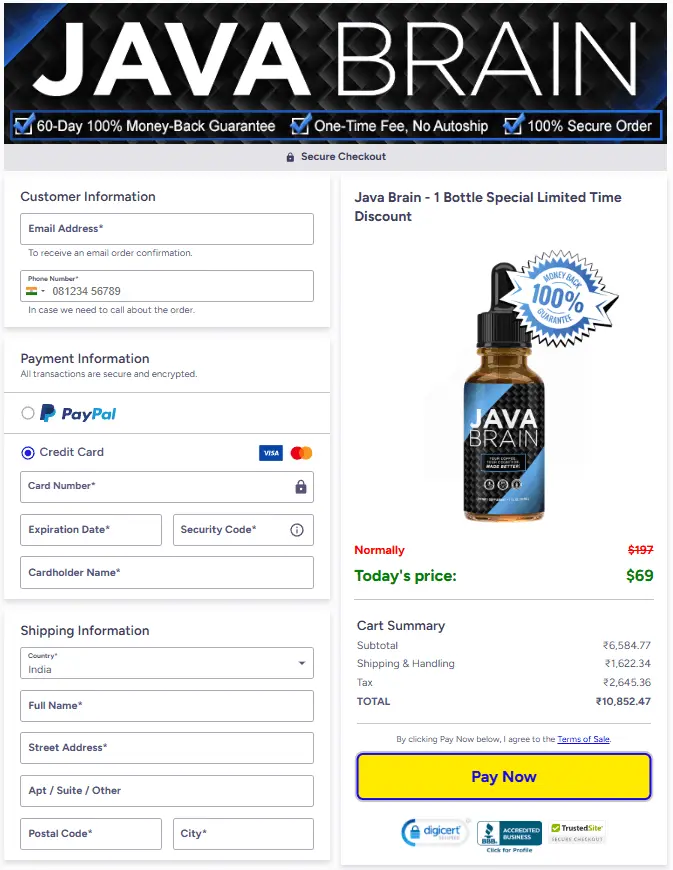 Java Brain Checkout Page